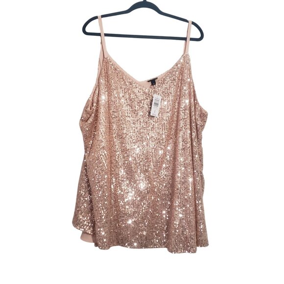 NWT Torrid Womens Rose Gold Sequin Camisole Tank Top Size 5 Party Sparkly Flirty - Picture 1 of 10